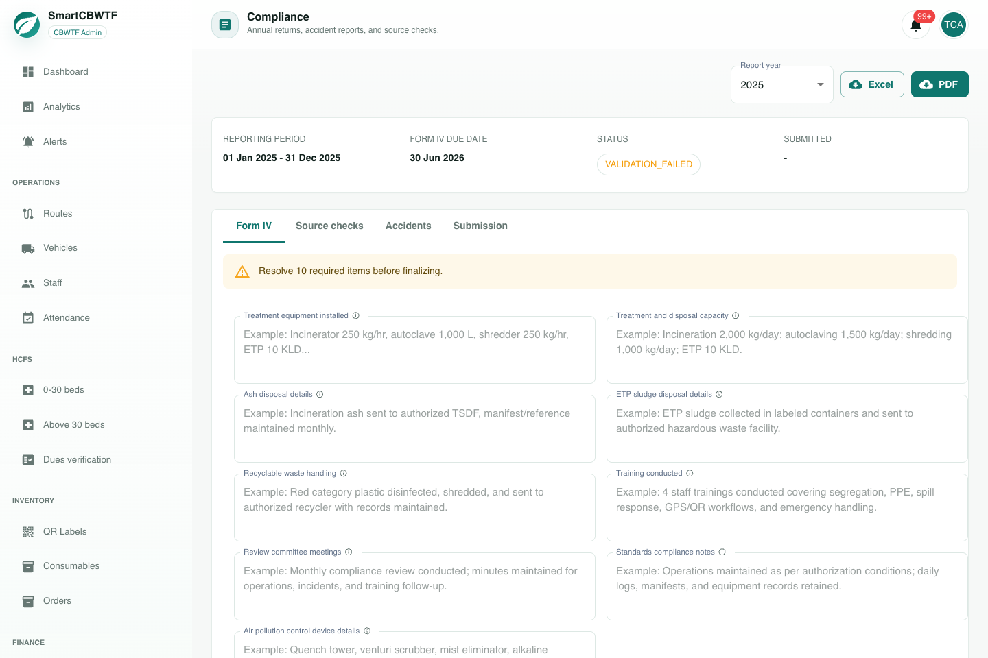 CBWTF compliance workspace